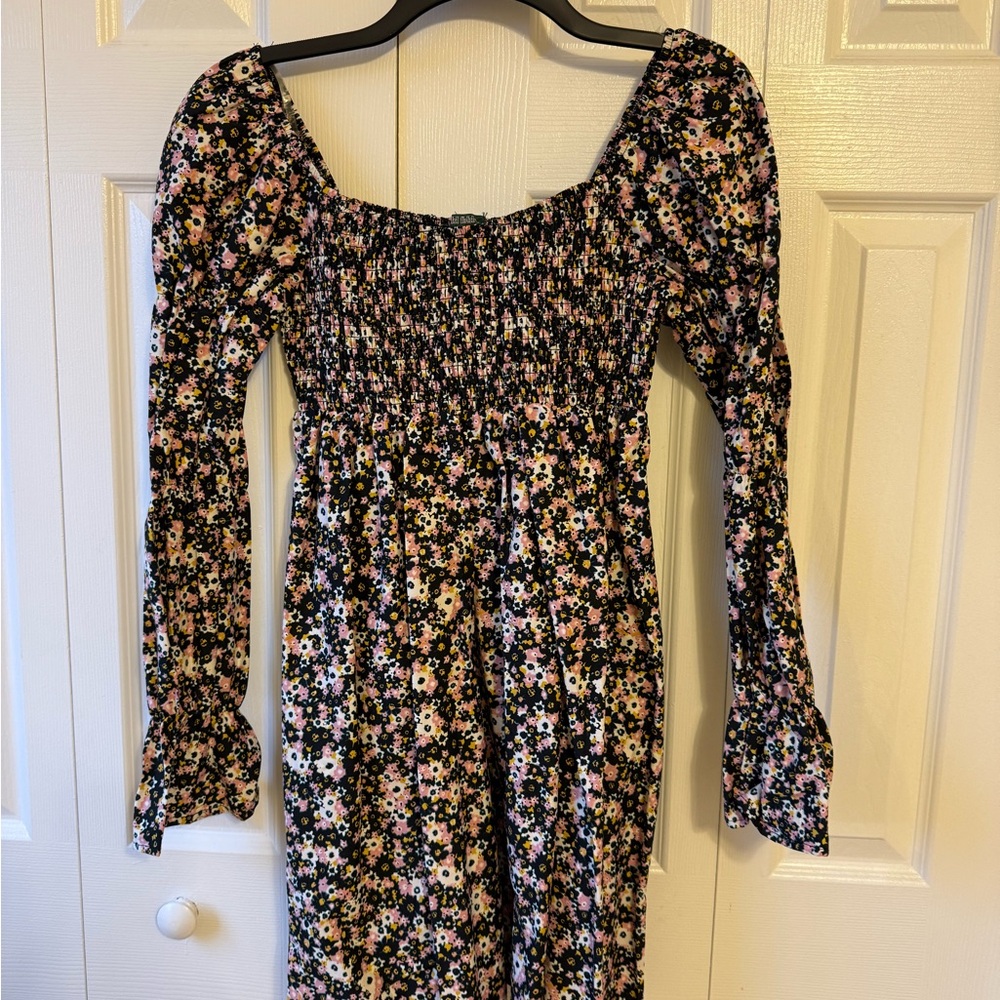 Wild Fable Black Floral Long Sleeve Dress